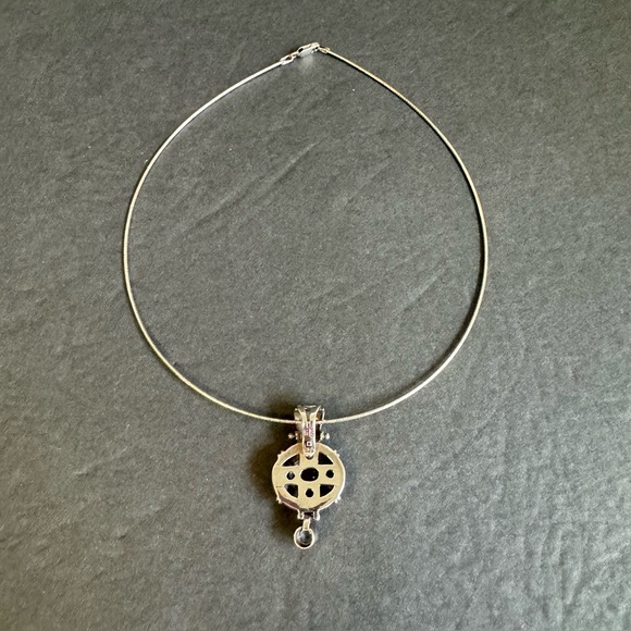 Samuel Benham 14K Gold Sterling Silver Amethyst Necklace BJC Blue Topaz Enhancer - Picture 5 of 13